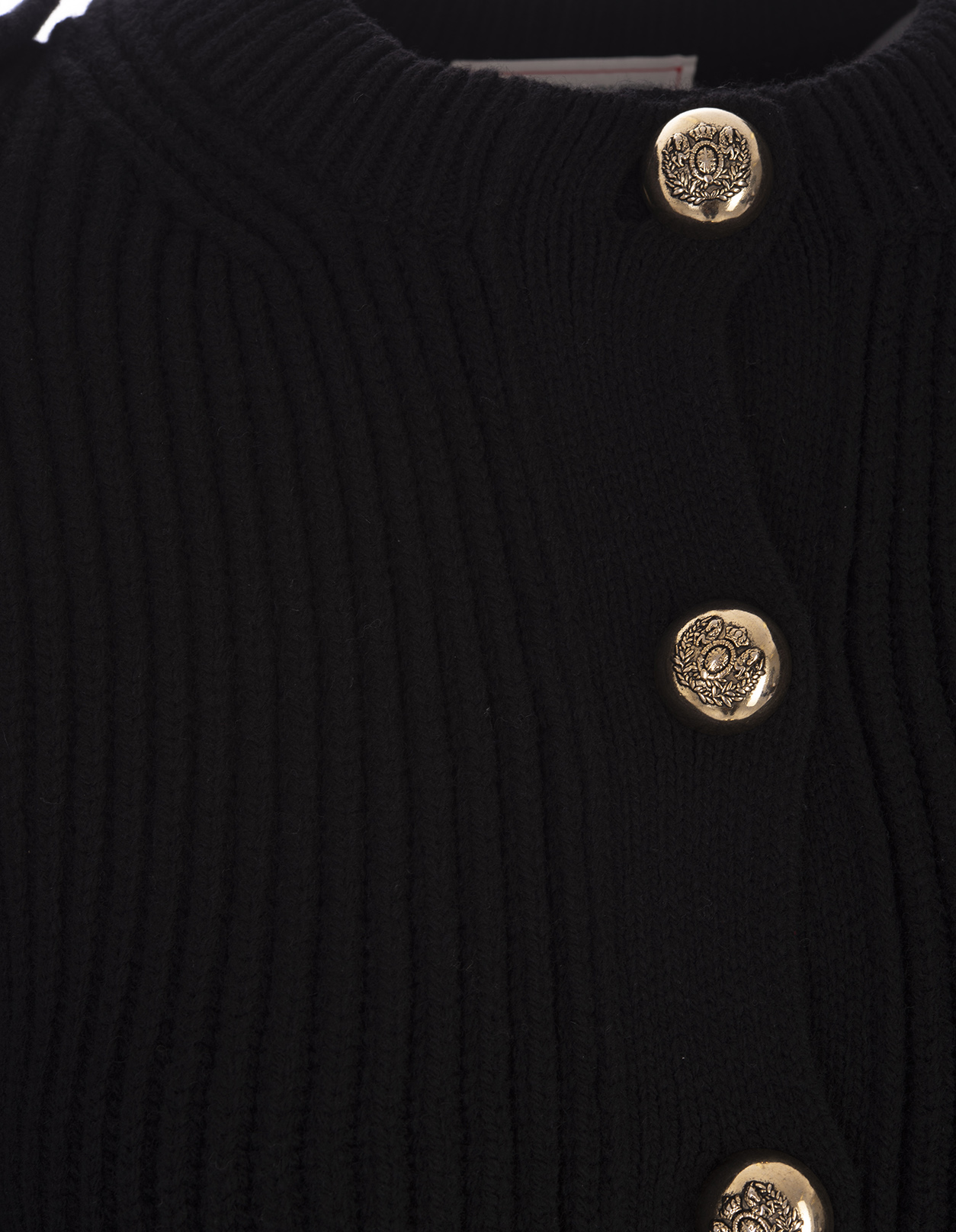 Black Peplum Cardigan With Jewelled Buttons